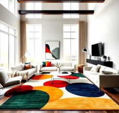 Handcrafted Multicolor Circle Pattern Modern Area Rug